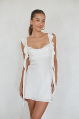 White Ruffle Strap Mini Dress