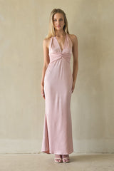 Elegant Satin Halter Maxi Dress
