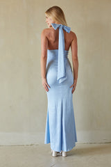 Elegant Satin Halter Maxi Dress