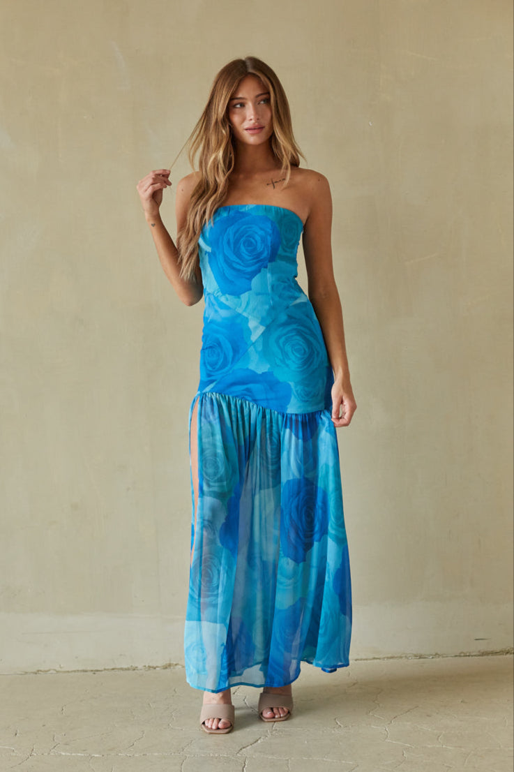 Royal Blue Floral Maxi Dress