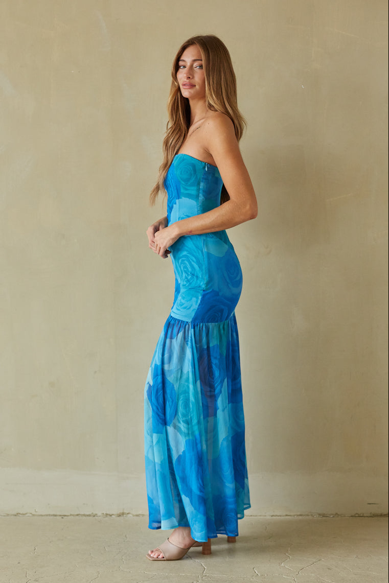 Royal Blue Floral Maxi Dress