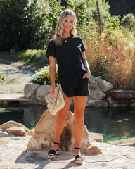 Saylor Cotton Blend Tee - Worn Black