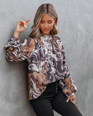 Show Love Printed Ruffle Sleeve Blouse