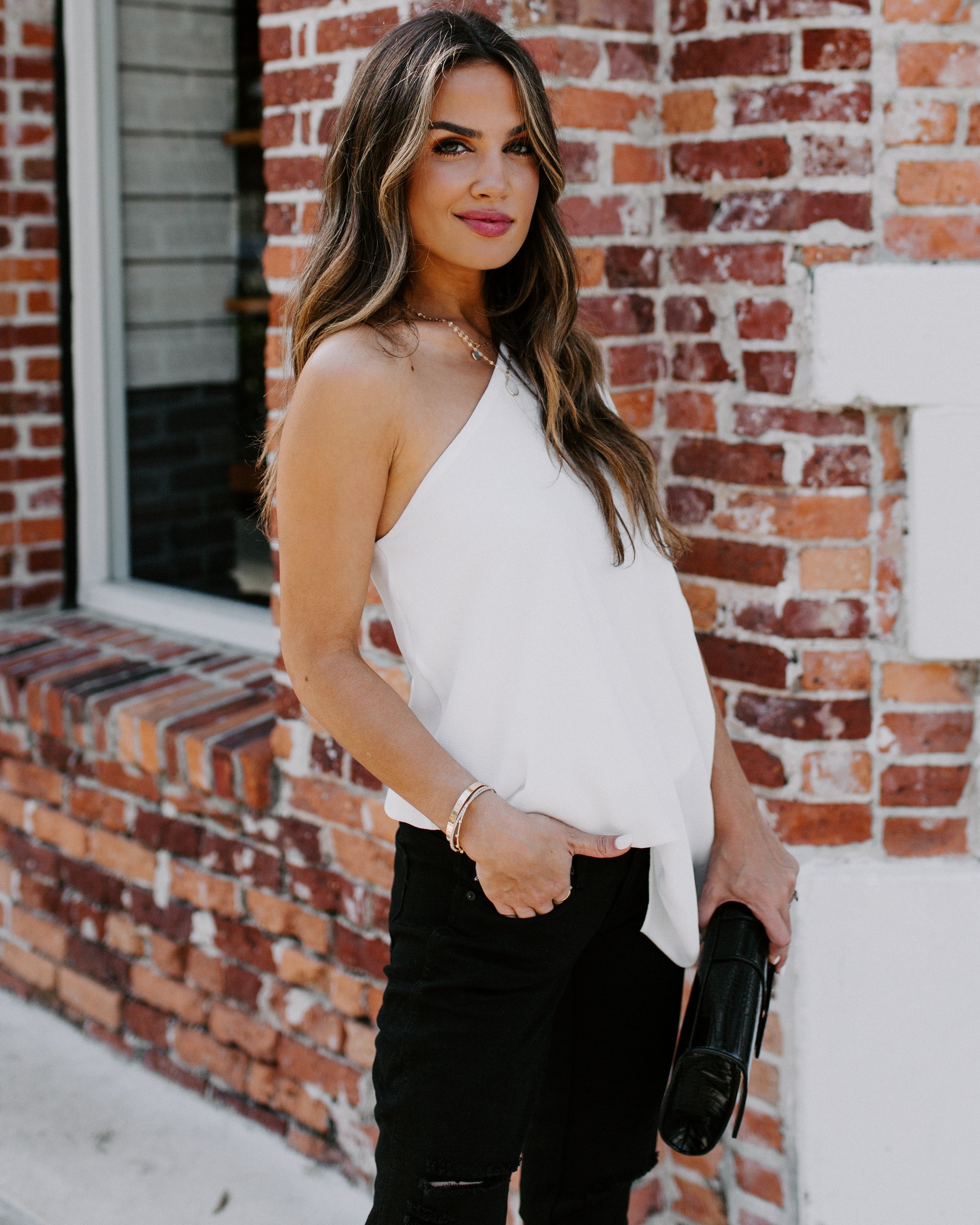 Shower With Love One Shoulder Blouse - White