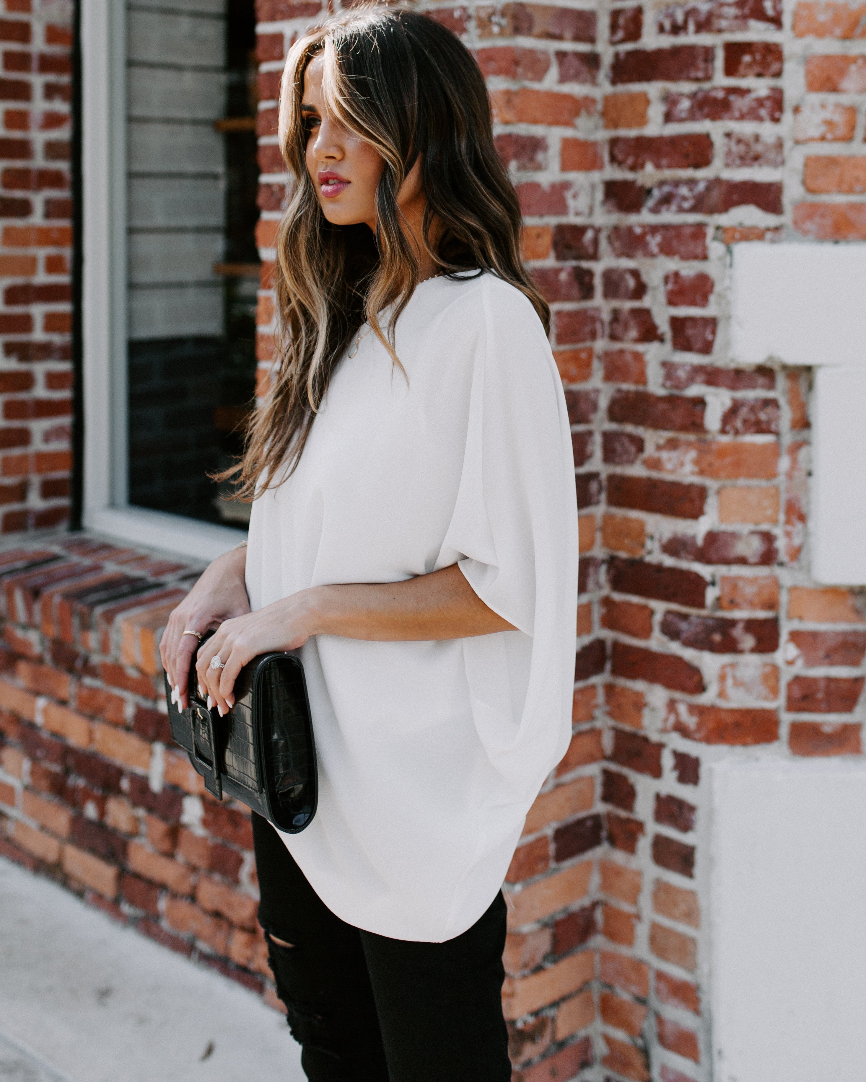 Shower With Love One Shoulder Blouse - White