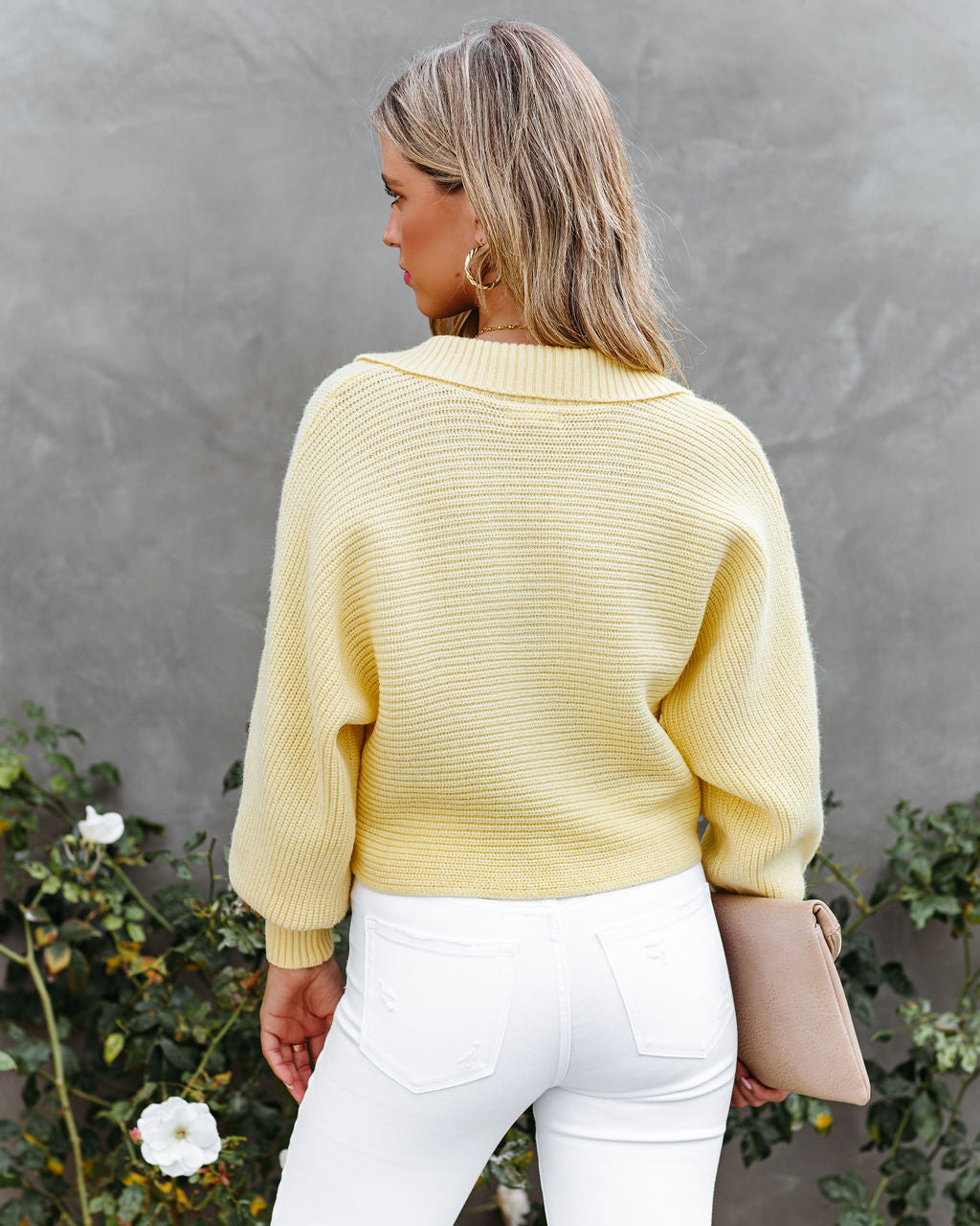 Snoh Collared Knit Sweater - Light Yellow - FINAL SALE