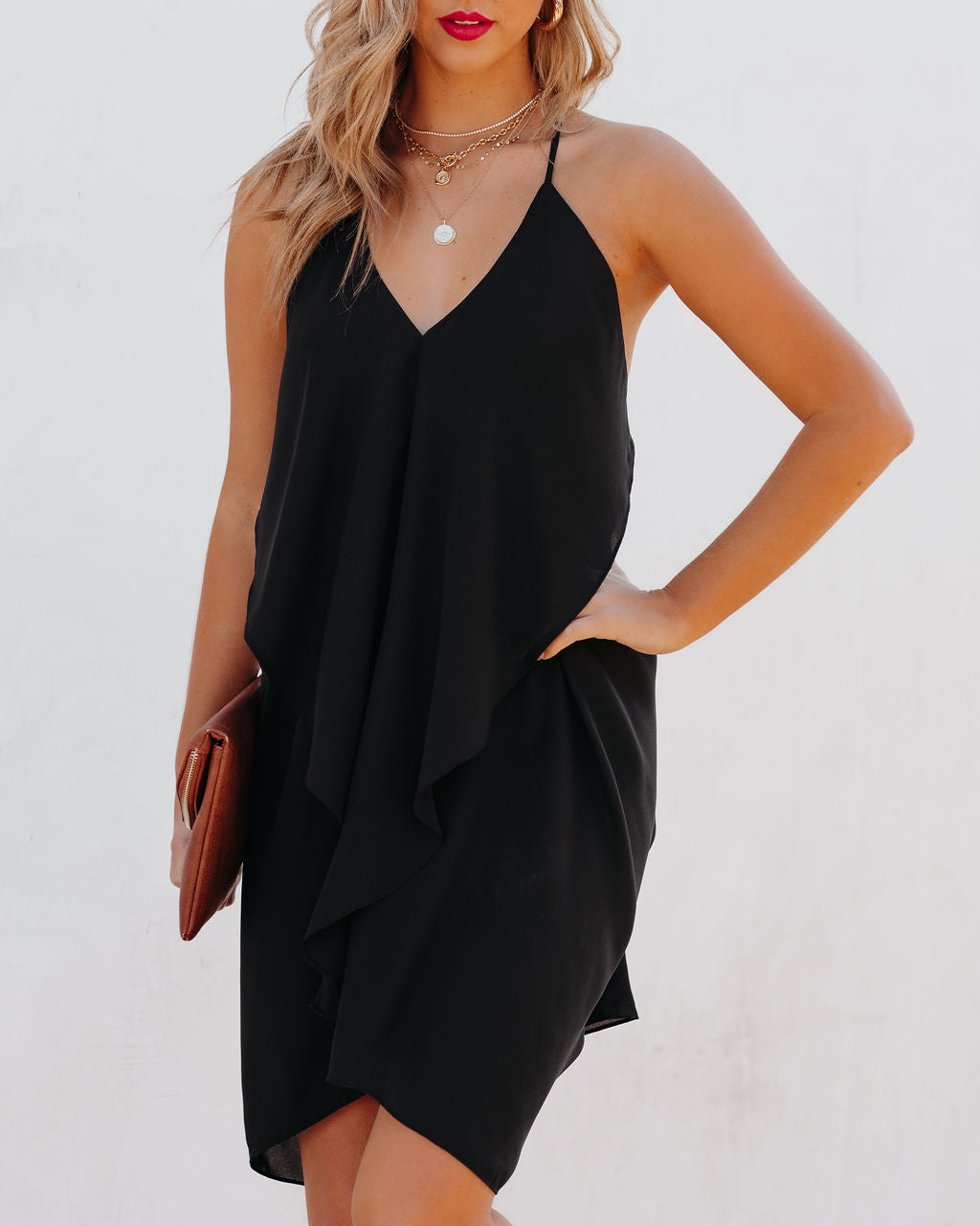 Such A Flirt Halter Ruffle Dress - Black