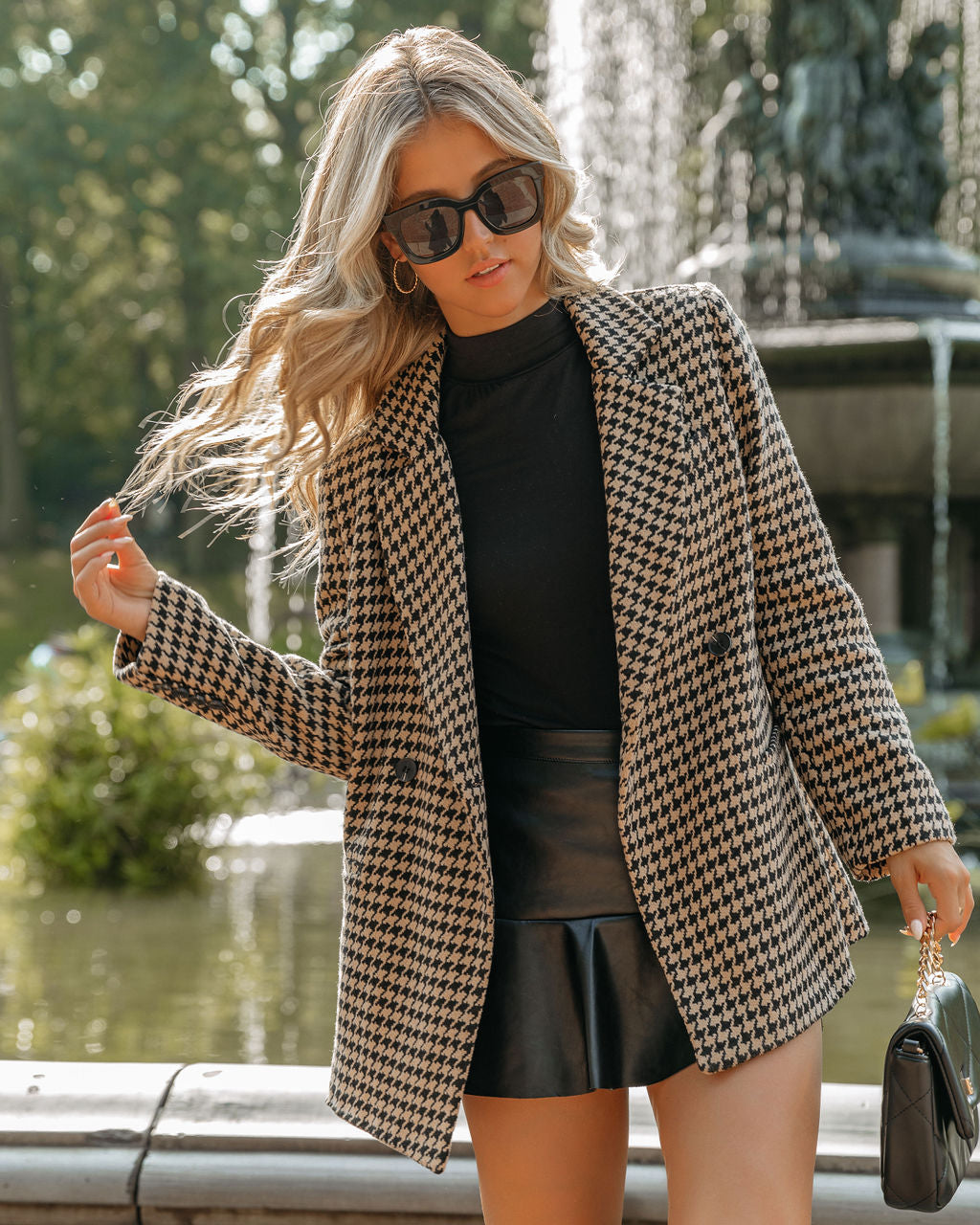 Taxi Pocketed Houndstooth Peacoat - FINAL SALE