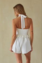 Casual Halter Ruffle Romper
