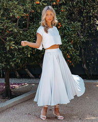 Veronica Pocketed Woven Midi Skirt - Blue