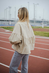 Beige Pleated Drop Shoulder Jacket
