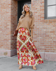 What We Give Printed Pleated Maxi Skirt