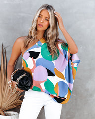 Yoselin Abstract Print One Shoulder Blouse