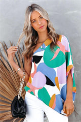 Yoselin Abstract Print One Shoulder Blouse