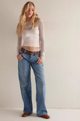 Solid Semi-Sheer Yoke Top