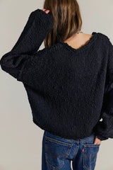 Black Drop Shoulder Knit Sweater