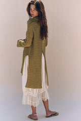 Olive Green Knit Sweater Dress