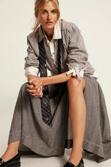 Navy Striped Print Collared Shirt