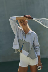 Light Grey Front Zipper Hooded Sweatshirt