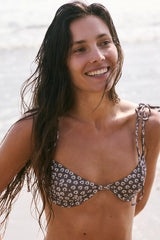 Brown Floral Tirangle Bikini Sets
