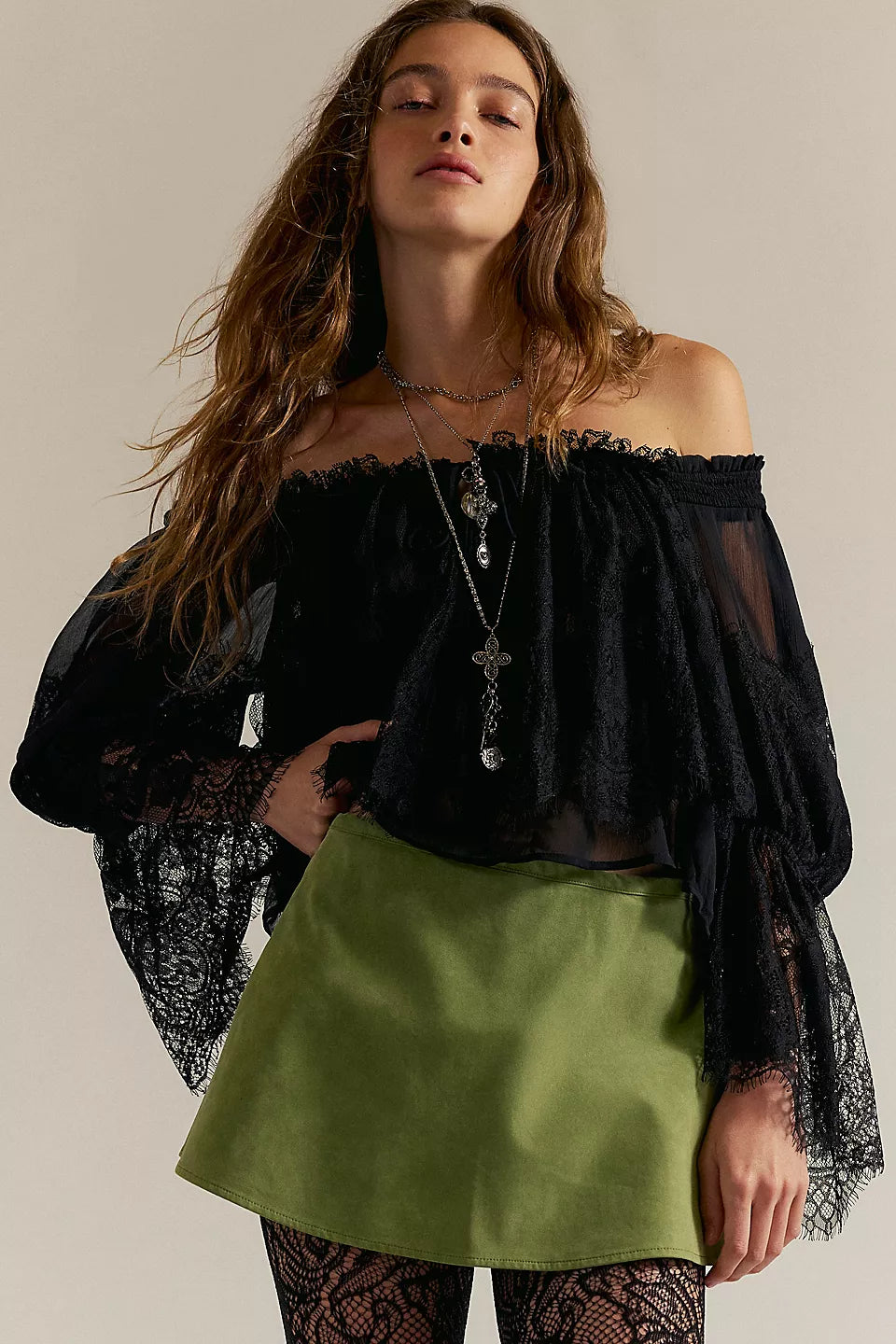 Green Solid Mini Skort