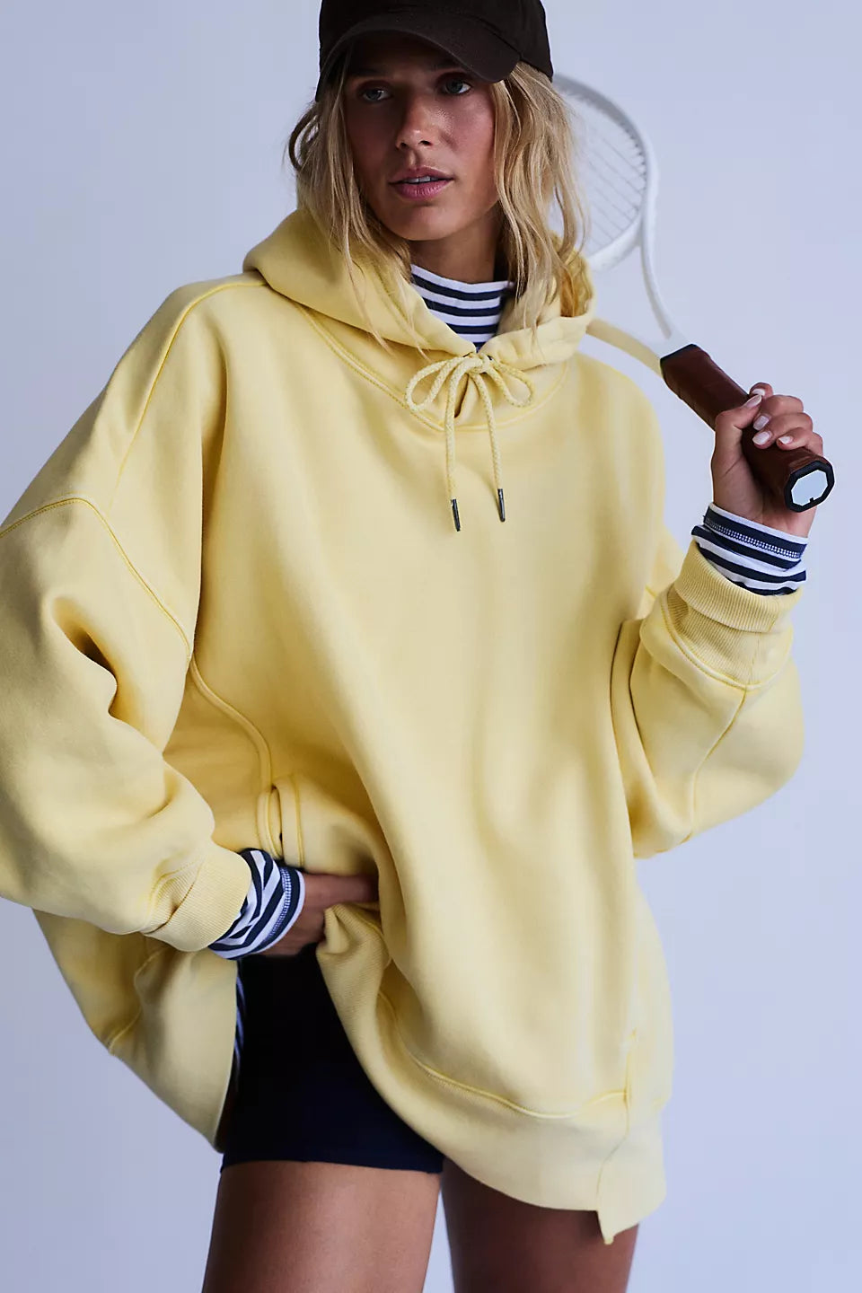 Yellow Oversized Hooded Sweatshirt
