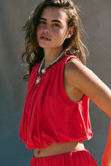 Red Tank Top and Shorts Matcing Sets