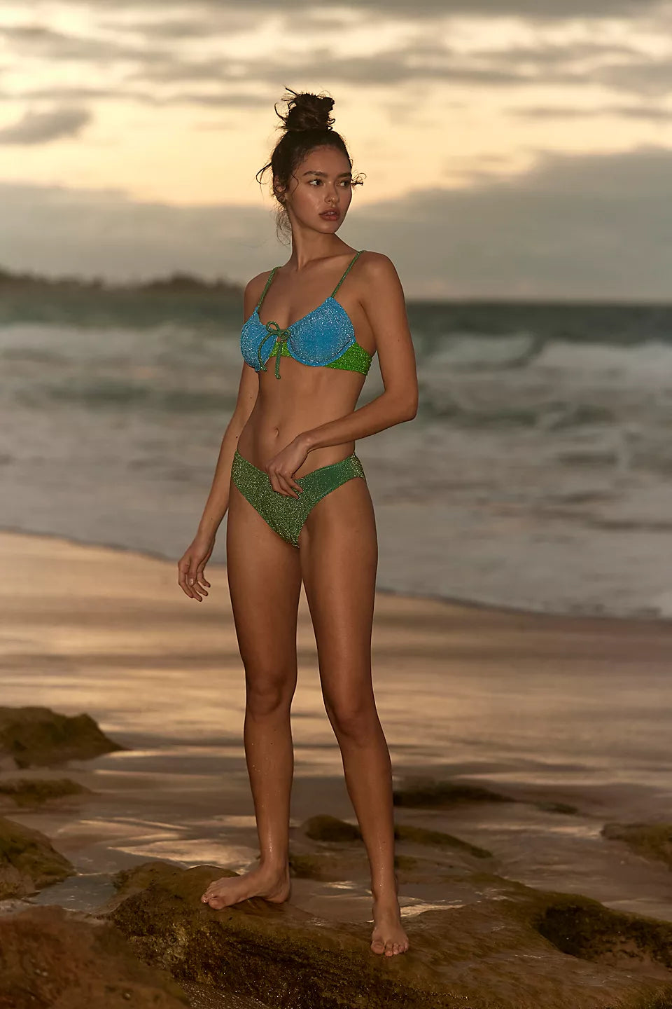 Color Block Push Up Bikini Sets