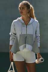 Light Grey Front Zipper Hooded Sweatshirt