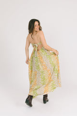 Green Floral Bandeau Midi Dress