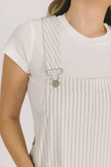 White Striped Shorts Overalls