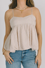 Light Khak Plaid Cami Top