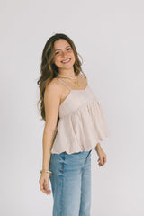 Light Khak Plaid Cami Top