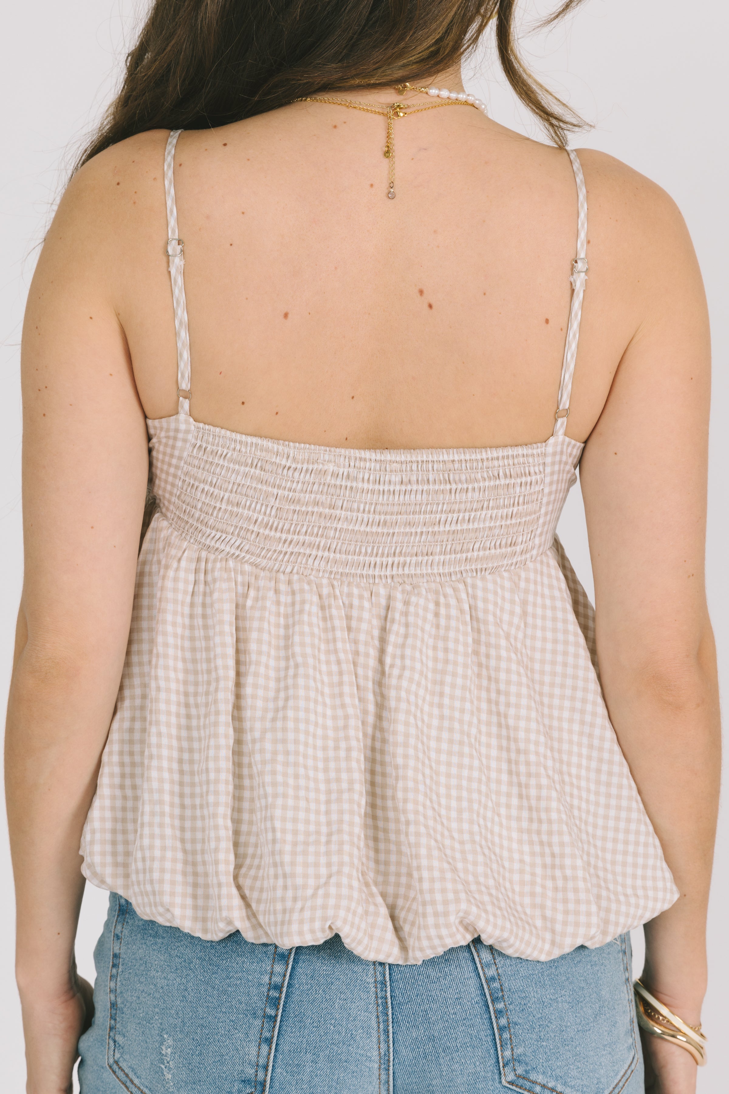 Light Khak Plaid Cami Top