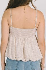 Light Khak Plaid Cami Top