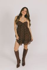 Brown Polka Dot Mini Dress