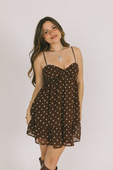 Brown Polka Dot Mini Dress