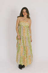 Green Floral Bandeau Midi Dress