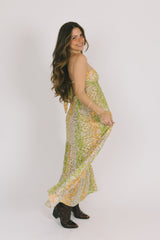 Green Floral Bandeau Midi Dress