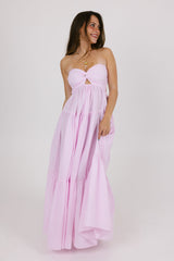 Lilac Front Knot Bandeau Maxi Dress