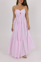 Lilac Front Knot Bandeau Maxi Dress
