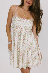 Beige Floral Slip Mini Dress