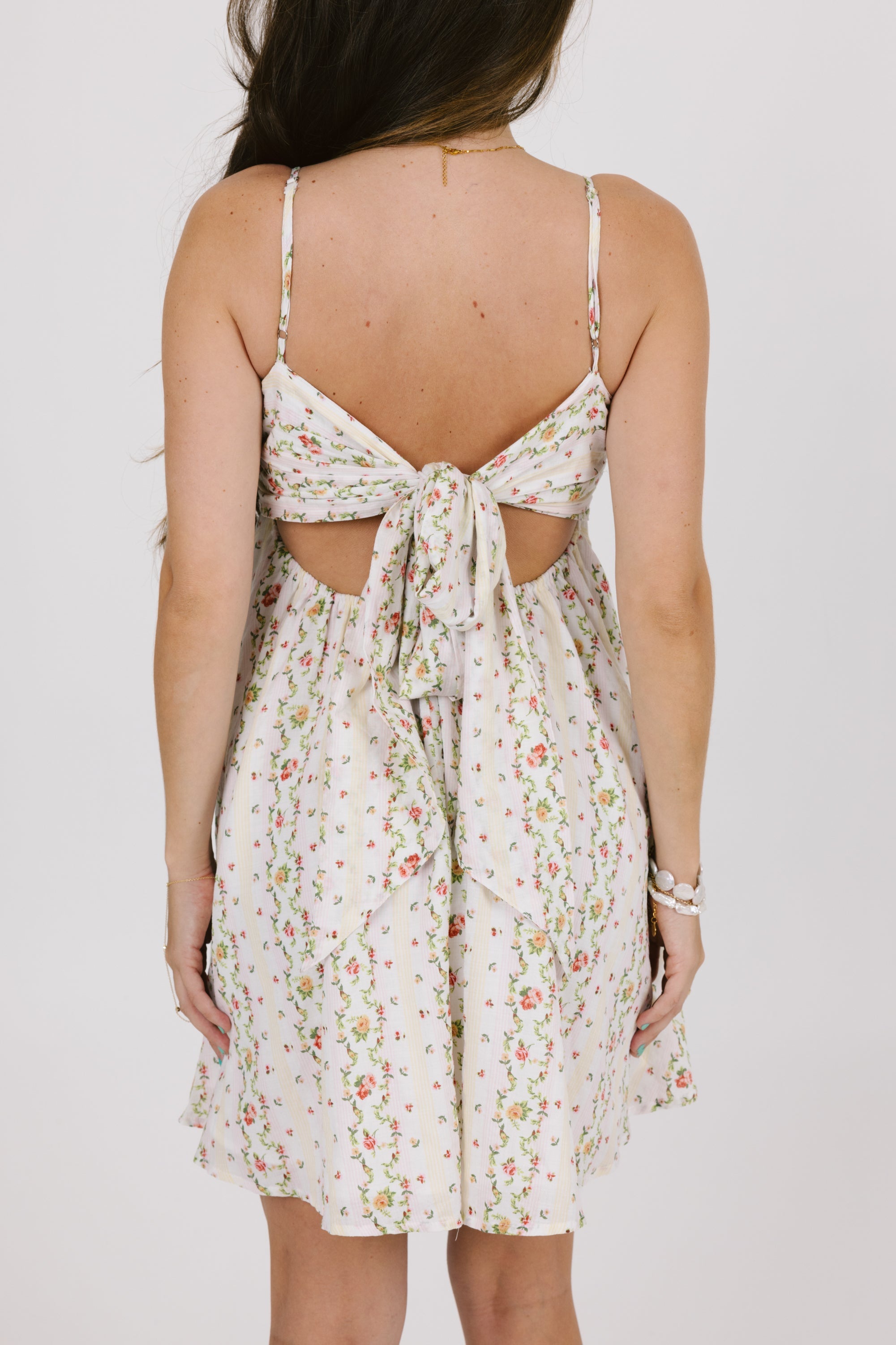 Beige Floral Slip Mini Dress