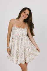 Beige Floral Slip Mini Dress