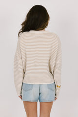 Cream Striped Knit Cardigan