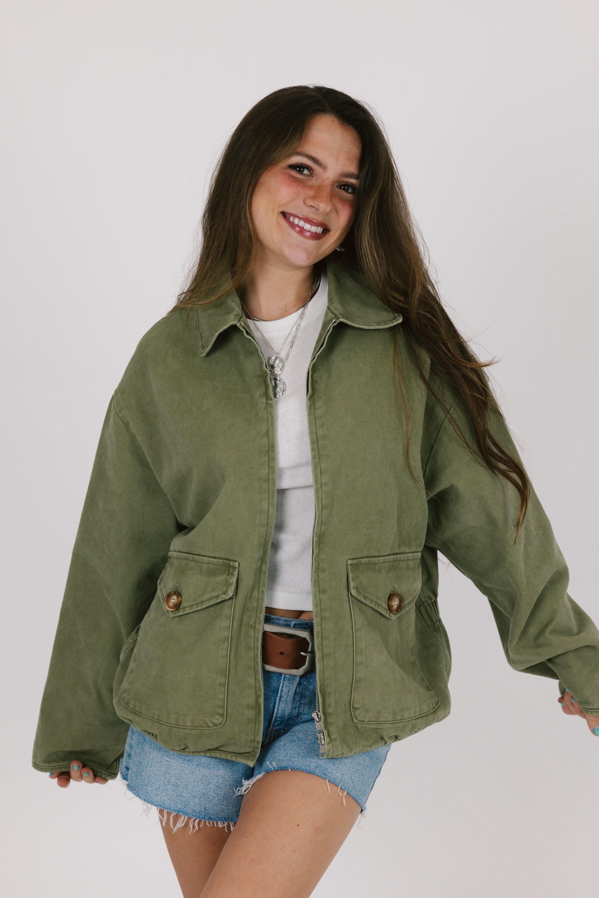 Olive Green Denim Jacket