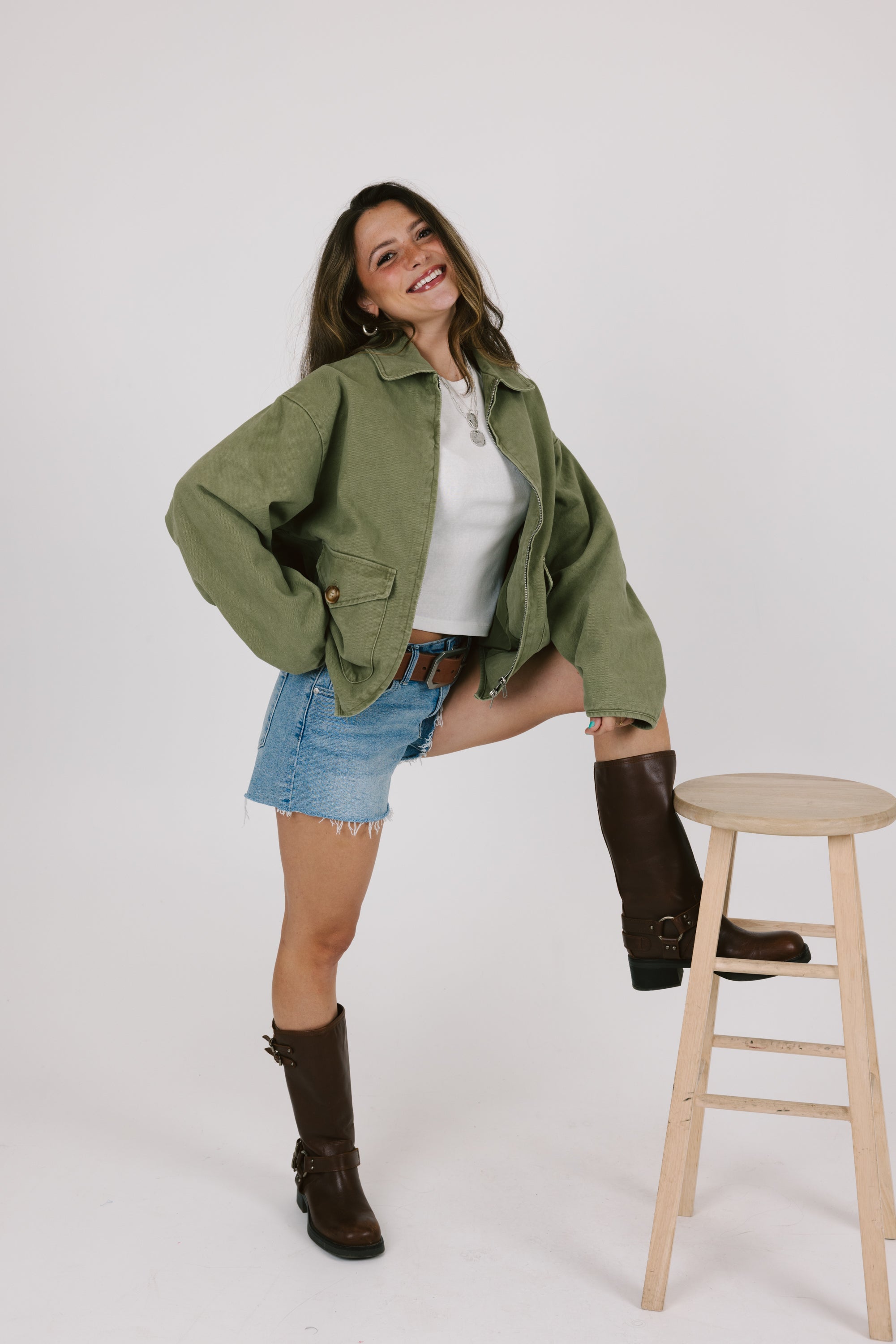 Olive Green Denim Jacket