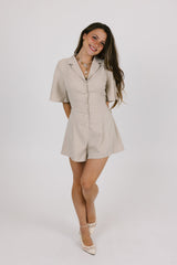 Light Khaki Buttoned Romper