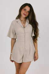Light Khaki Buttoned Romper