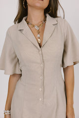 Light Khaki Buttoned Romper